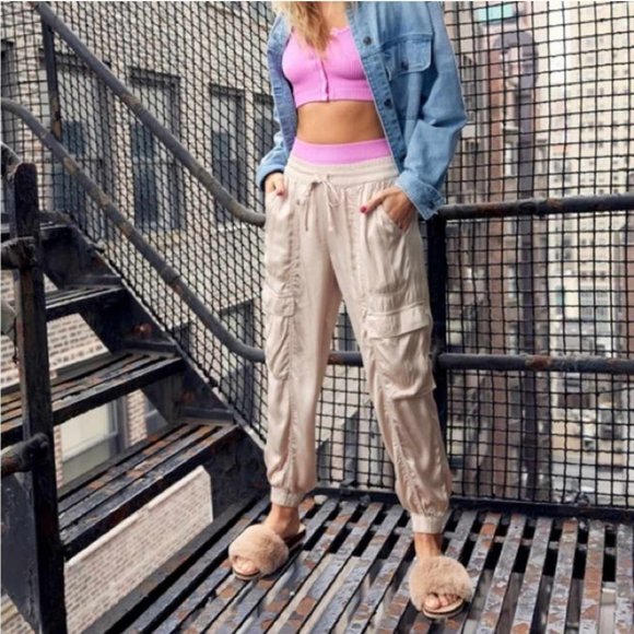 aerie Pants - aerie Satin Cargo Jogger